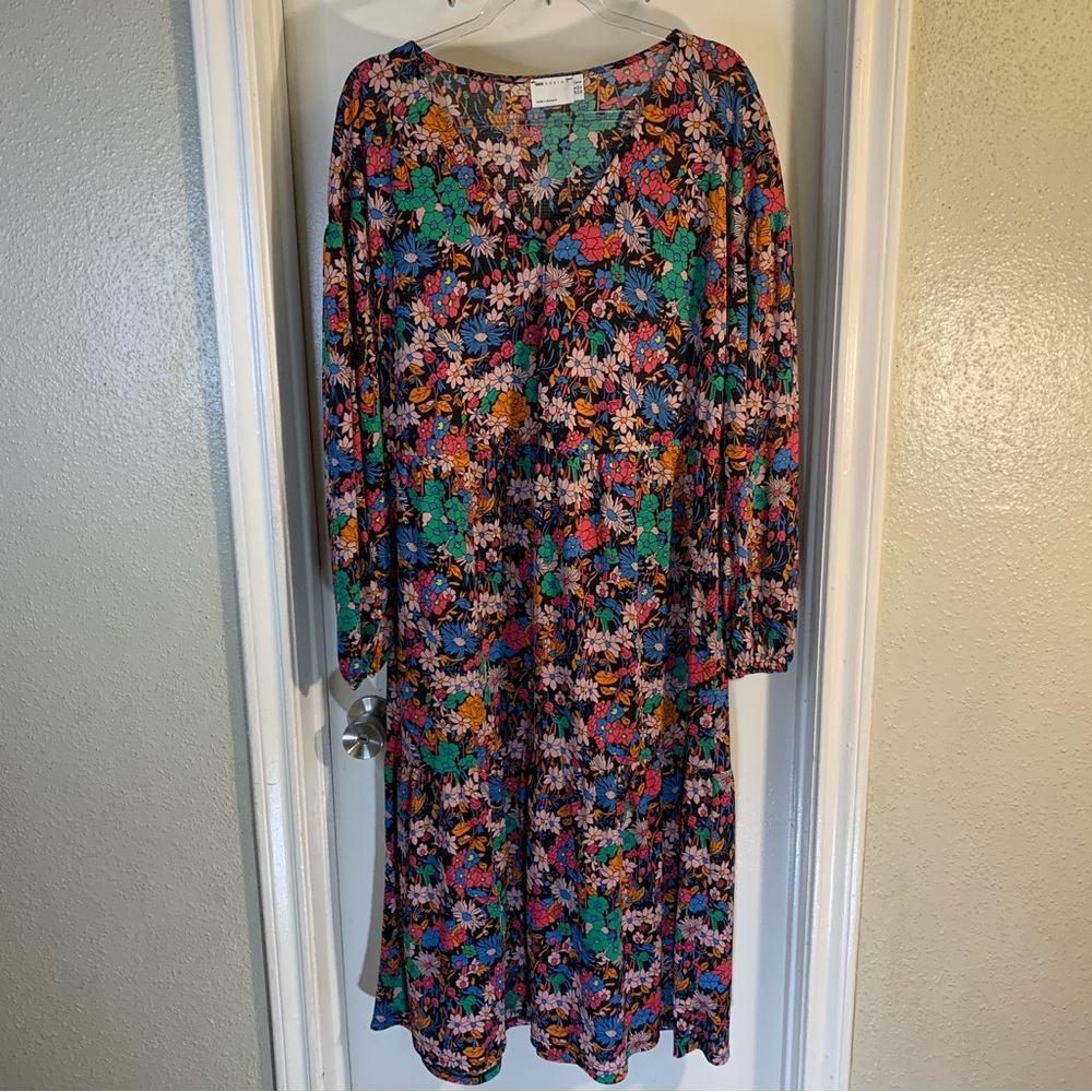 ASOS Curve Multicolor Floral Long Sleeve Dress
